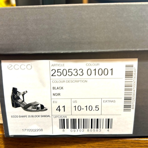 Ecco Black Leather Shape 35 Sandal 2.25” Block Heel Ankle Strap EU 41 US… - Picture 7 of 12